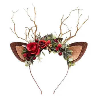 Повязка на голову с оленьими рогами Легкий Рождественский Головной убор с ушами Оленя Аксессуары для волос для Рождественской вечеринки для женщин И девочек