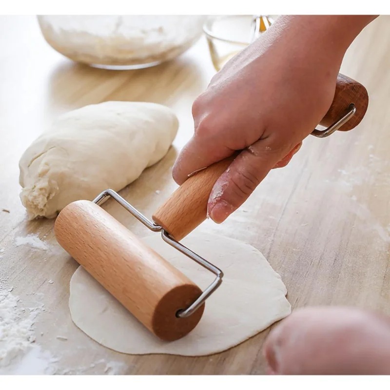 Деревянная скалка, ручной валик для теста для выпечки, Чапати, макарон, хлебобулочных изделий, пиццы. Кухонный инструмент, скалка с двойной головкой. 1