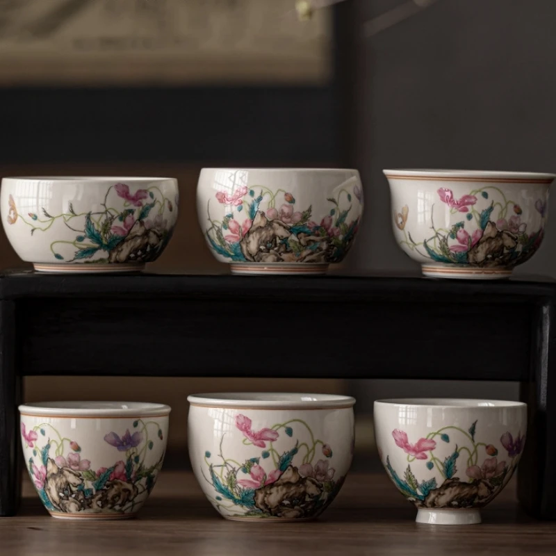 Антикварные цветы, китайская чашка цвета ясеня, Антикварная керамика, Красивые Чашки, Набор чайных чашек, Чайные кружки для чайной церемонии 5