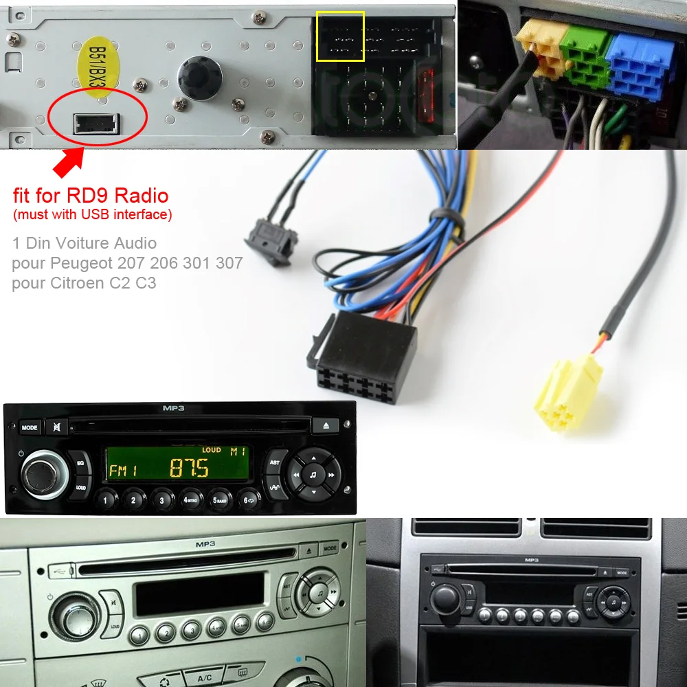Автомобильное Радио Bluetooth Беспроводной Музыкальный Приемник AUX Адаптер для Peugeot 207 301 307 308 для Citroen C2 C3 6 Pin CD RD9 1