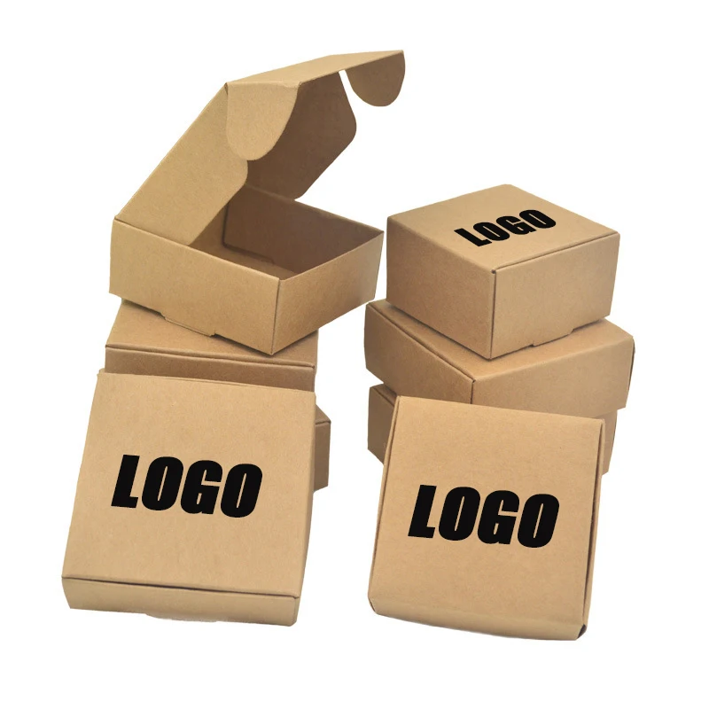 5 шт. Маленькая коробка из крафт-бумаги с логотипом на заказ для самолетов малого бизнеса, шкатулка для украшений, упаковка мыла ручной работы, бумажная коробка 0