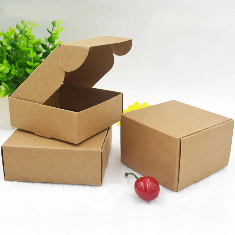 5 шт. Маленькая коробка из крафт-бумаги с логотипом на заказ для самолетов малого бизнеса, шкатулка для украшений, упаковка мыла ручной работы, бумажная коробка 3