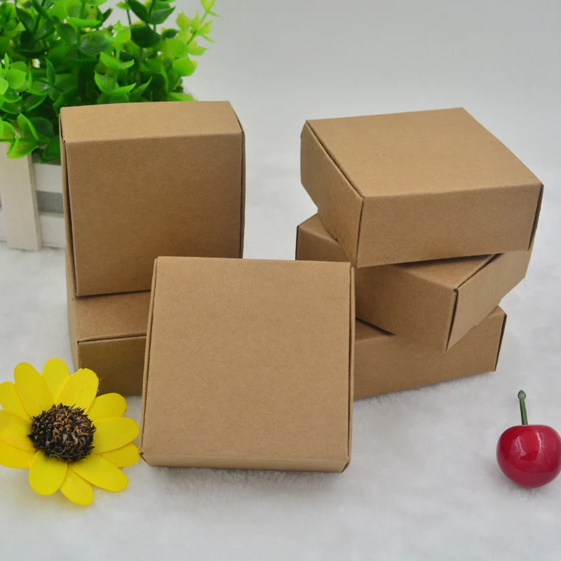 5 шт. Маленькая коробка из крафт-бумаги с логотипом на заказ для самолетов малого бизнеса, шкатулка для украшений, упаковка мыла ручной работы, бумажная коробка 5