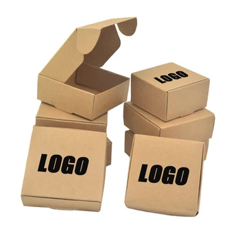 5 шт. Маленькая коробка из крафт-бумаги с логотипом на заказ для самолетов малого бизнеса, шкатулка для украшений, упаковка мыла ручной работы, бумажная коробка