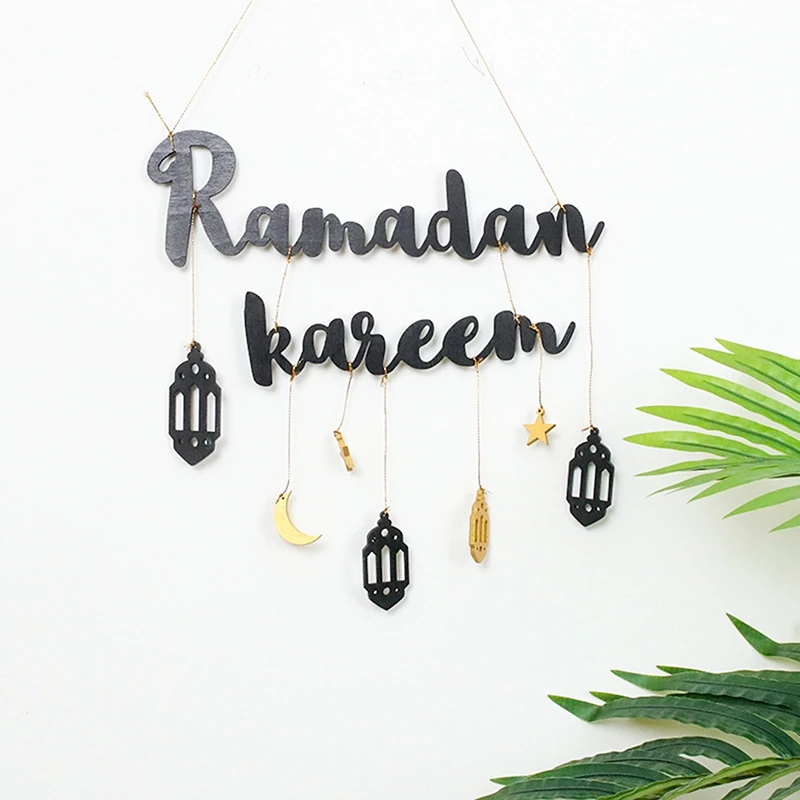 Мусульманский золотой баннер с буквами Рамадан Карим, висящий на стене, украшения для Рамадана, украшение для дома, праздничные принадлежности B 4