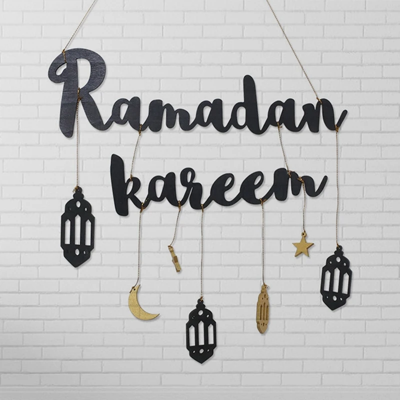 Мусульманский золотой баннер с буквами Рамадан Карим, висящий на стене, украшения для Рамадана, украшение для дома, праздничные принадлежности B 5