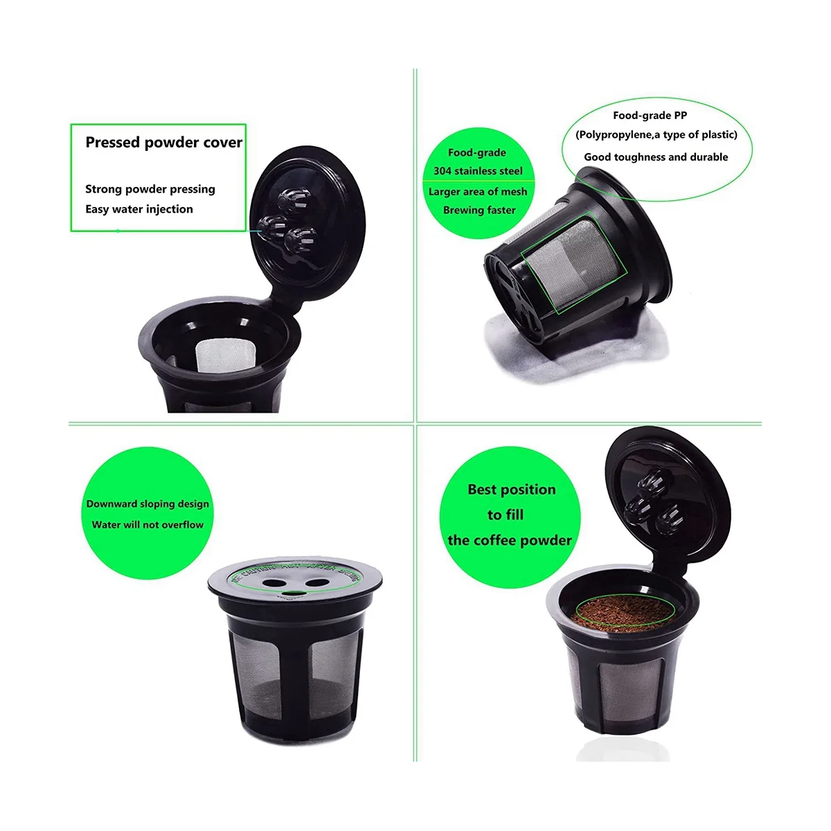 Многоразовые Кофейные фильтры K Cups для Ninja Dual Brew, Многоразовые Кофейные стручки, Совместимые с кофеваркой Ninja CFP301 2