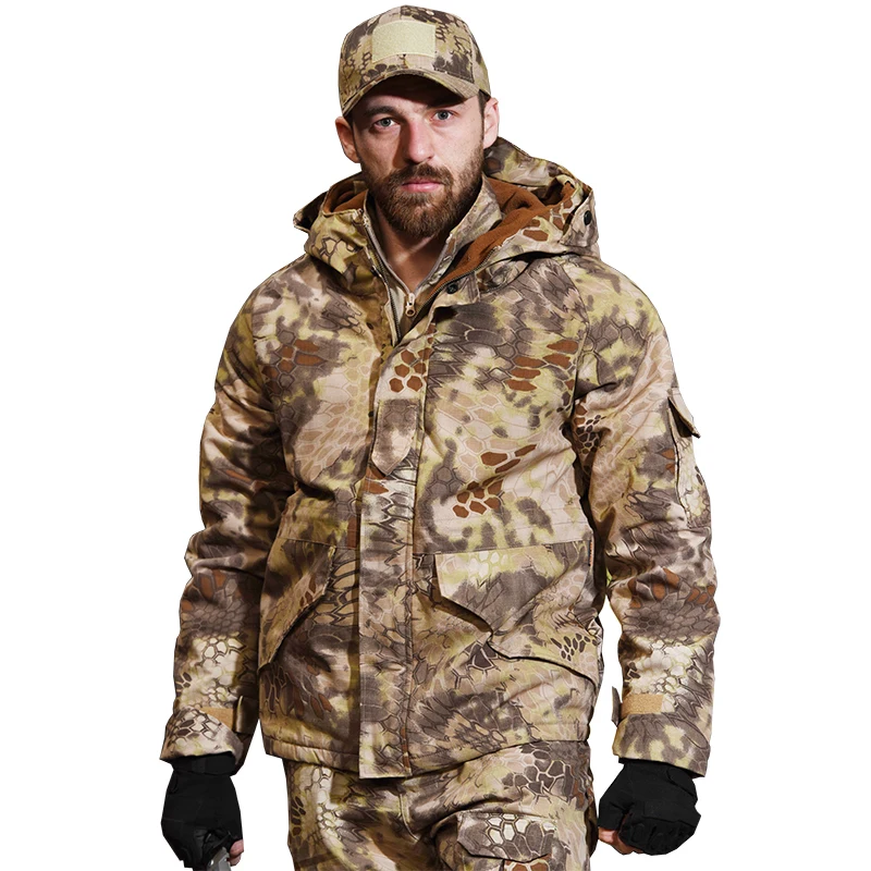Уличная мужская тактическая куртка, толстое флисовое пальто с капюшоном, повседневная водонепроницаемая ветровка, мужская военная армейская куртка, комплект брюк 4