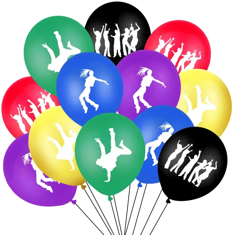 6шт10шт 12-дюймовый красочный латексный воздушный шар с рисунком в стиле хип-хоп, с воздушным шаром, свадьба, День рождения, хип-хоп вечеринка, украшения для душа ребенка 0