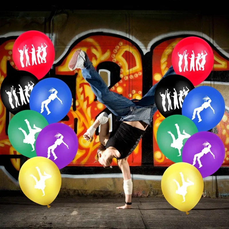 6шт10шт 12-дюймовый красочный латексный воздушный шар с рисунком в стиле хип-хоп, с воздушным шаром, свадьба, День рождения, хип-хоп вечеринка, украшения для душа ребенка 2