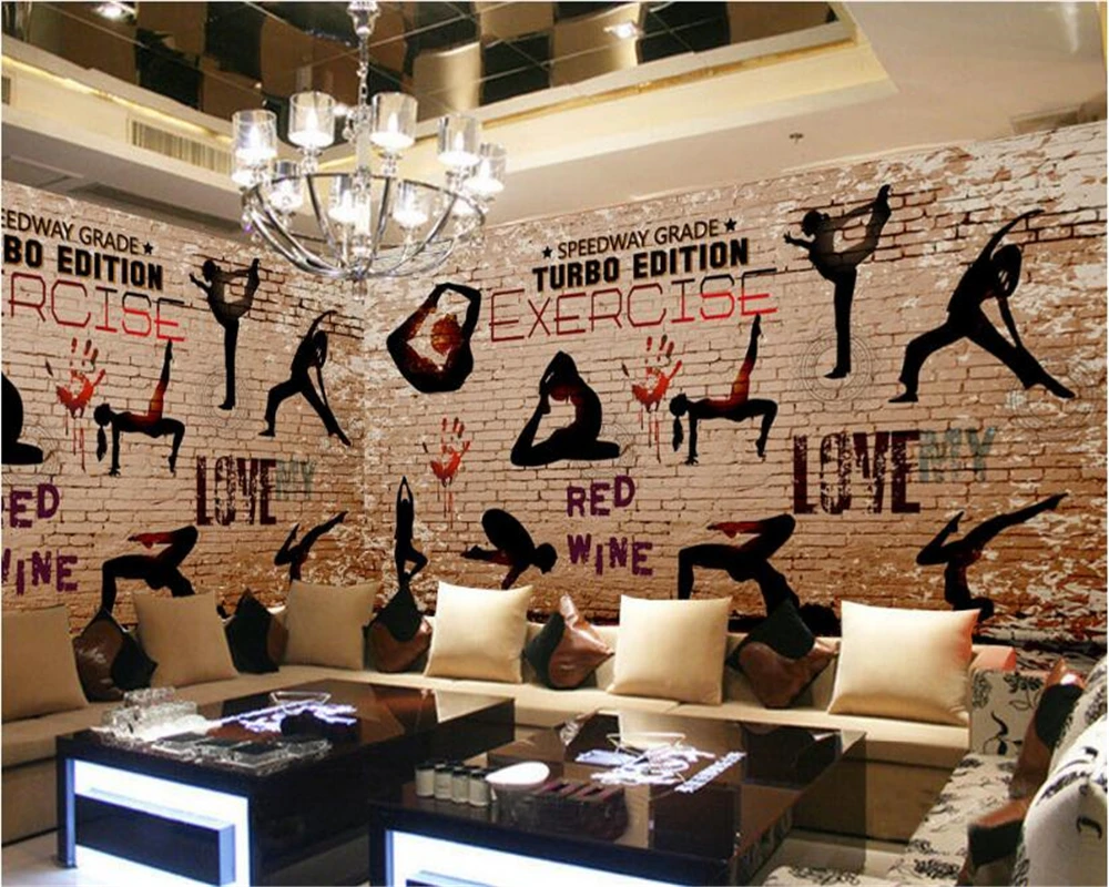 beibehang Высокая мода декоративная живопись обои тренажерный зал йога спортивные силуэты фон papel de parede 3d обои behang 0