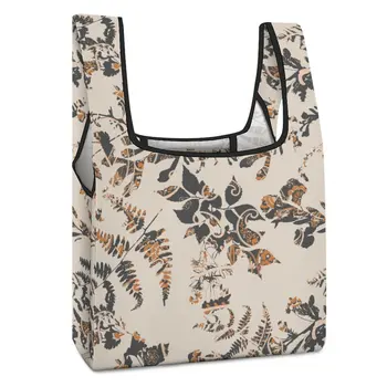 Складная сумка для покупок с индивидуальным принтом, сумка с двойным ремешком, сумка-тоут с ретро-принтом, повседневная женская сумка для продуктов с индивидуальным рисунком