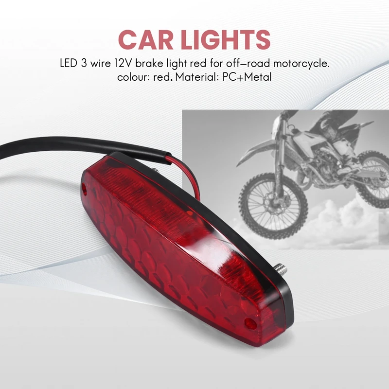 ATV 12V 3-проводный Тормозной Стоп-сигнал Номерной задний фонарь Красный для ATV Внедорожный мотоцикл Сигнальная лампа Аксессуары Автомобильные Фары 3