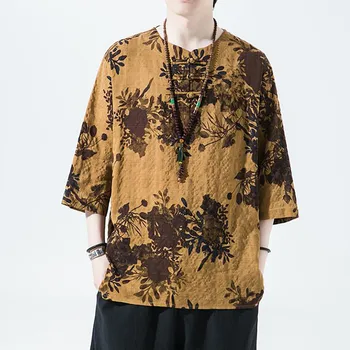 Мужская модная рубашка с коротким рукавом Пляжные топы с круглым вырезом и завязками для йоги в Африканском стиле Летние топы в цветочную полоску