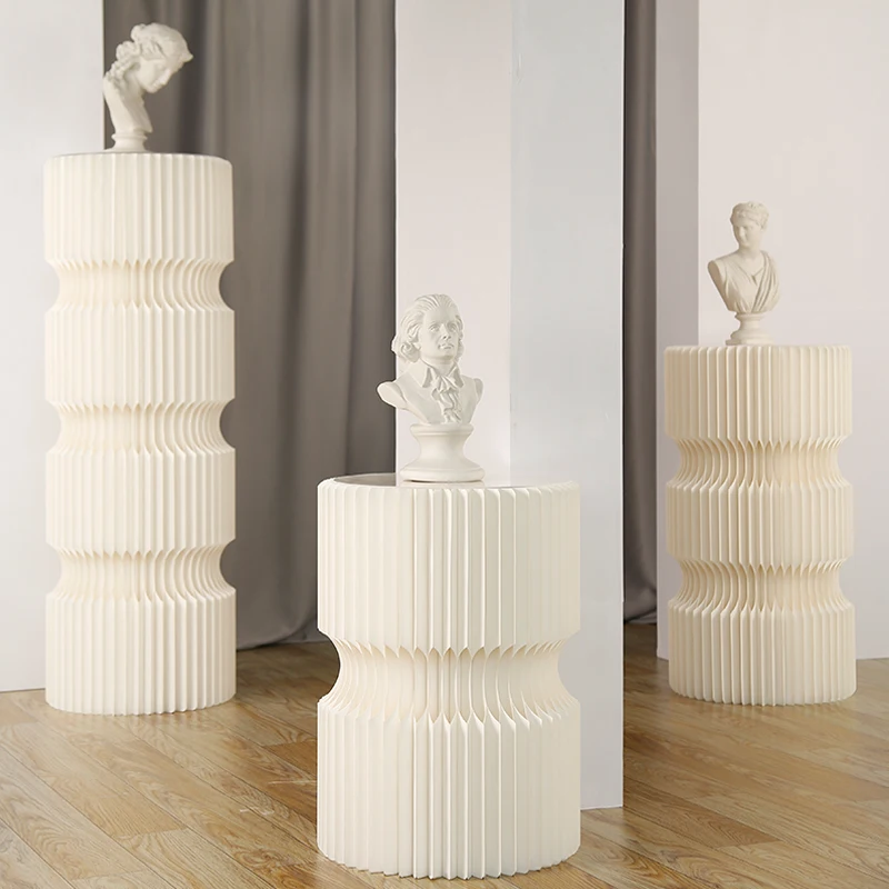 Креативное украшение вечеринки, Складной десертный стол из белой бумаги, Цилиндрические колонны, Геометрическая подставка для торта, колонны для свадьбы, Дня рождения 4