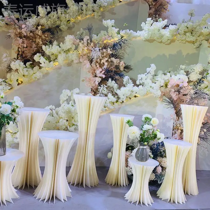 Креативное украшение вечеринки, Складной десертный стол из белой бумаги, Цилиндрические колонны, Геометрическая подставка для торта, колонны для свадьбы, Дня рождения 5