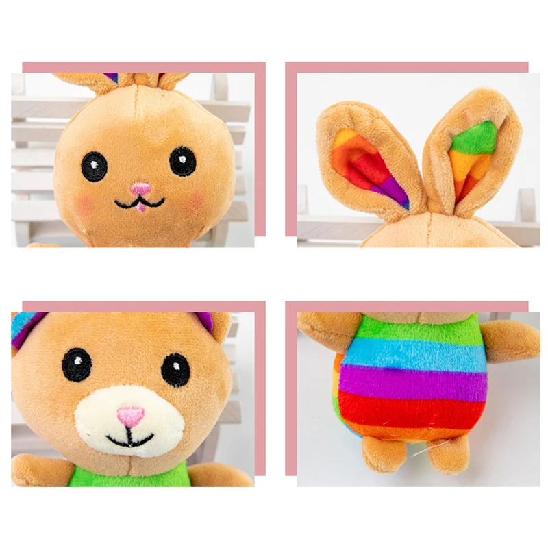 милая плюшевая кукла-подвеска 12 см, Радужный медведь/кукла-кролик, мультяшная сумка, Букет, подвеска, брелок, плюшевые подарки для девочек в стиле Каваи 3