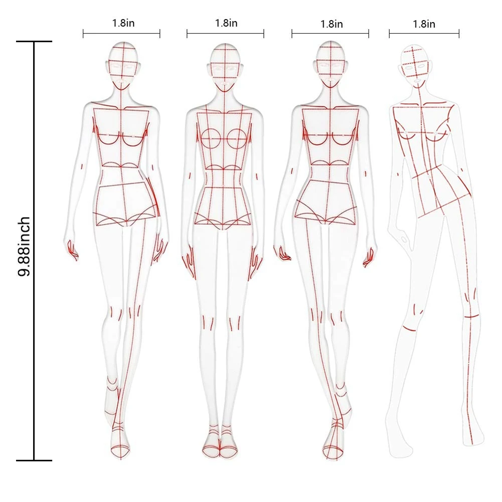 Линейки для модных иллюстраций, шаблоны для рисования, линейка для шитья, гуманоидные узоры, дизайн одежды, измерение, комбинация 3
