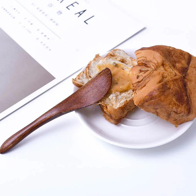 Универсальный деревянный обеденный нож для варенья и масла, идеально подходящий для намазывания приправ, плоское лезвие для сливочного сыра, кухонные столовые приборы, посуда 4