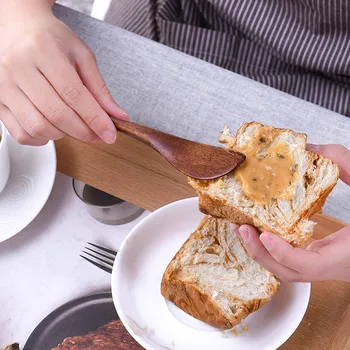 Универсальный деревянный обеденный нож для варенья и масла, идеально подходящий для намазывания приправ, плоское лезвие для сливочного сыра, кухонные столовые приборы, посуда