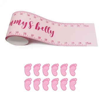 Размер маминого живота Включает в себя меру размера знака на животе мамы и 12 наклеек с отпечатками ног Для игры в угадывание пола в душе ребенка