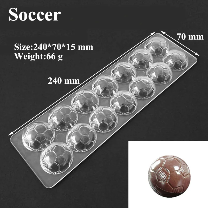 Meibum 14-Полостная футбольная форма для шоколада из поликарбоната, 3D-сфера, форма для кондитерских изделий, форма для выпечки конфет 2
