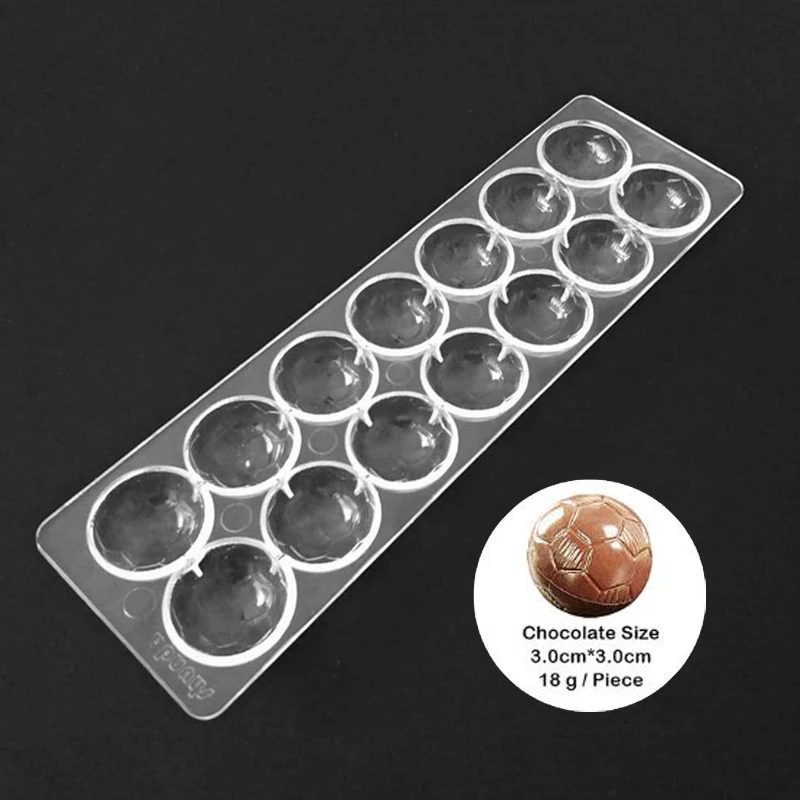 Meibum 14-Полостная футбольная форма для шоколада из поликарбоната, 3D-сфера, форма для кондитерских изделий, форма для выпечки конфет 3