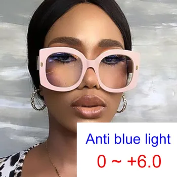 Винтажные Негабаритные Круглые Очки для чтения Для женщин с защитой от синего света Телесно-Розовая Женская Оправа для очков UV400 При Пресбиопии +1.0 +2.5 +6.0