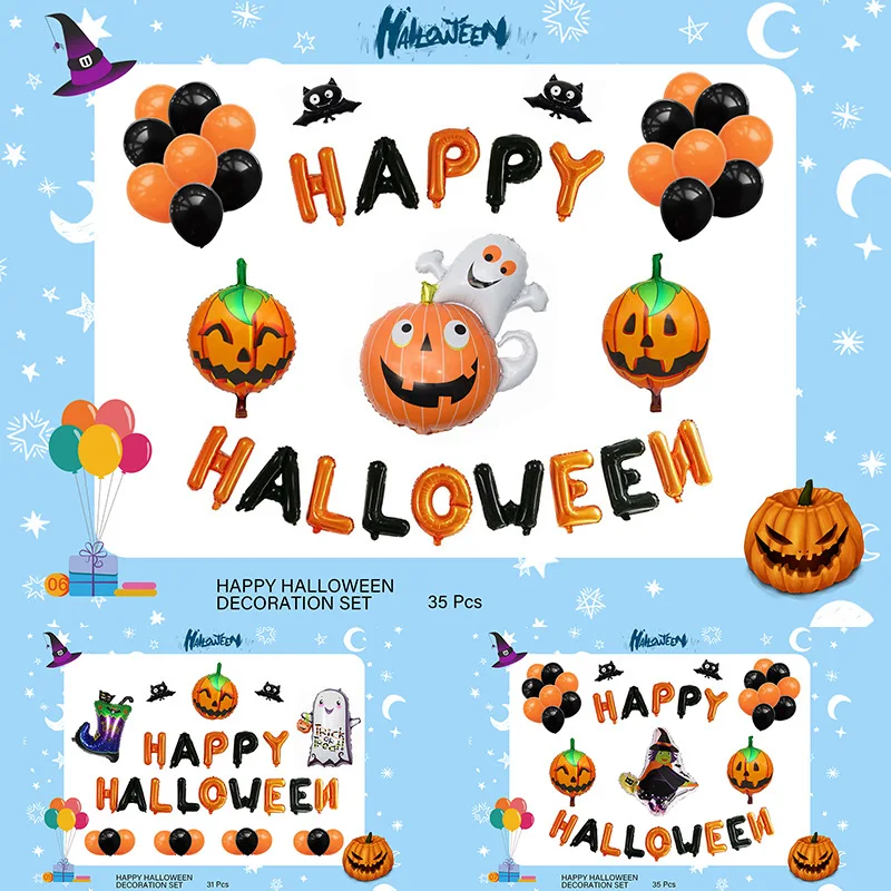 Хэллоуин С надписью Halloween Вечеринка на воздушном шаре с призрачным фестивалем, украшение из алюминиевого воздушного шара, звездные шары 0