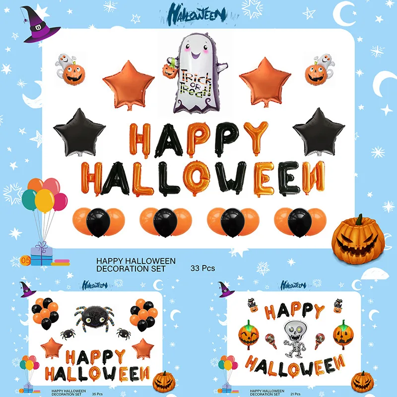 Хэллоуин С надписью Halloween Вечеринка на воздушном шаре с призрачным фестивалем, украшение из алюминиевого воздушного шара, звездные шары 4