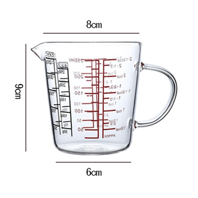 Стеклянный мерный стакан объемом 250 мл, молочник, Термостойкий стеклянный стакан, мерный кувшин, сливочник, весы, чашка для чая, кофе, микроволновая печь безопасна 5
