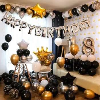 Упаковка воздушных шаров на день рождения, украшение фона вечеринки воздушными шарами с алфавитным номером