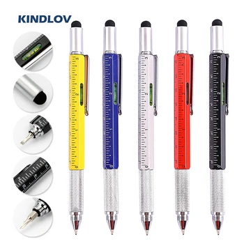 Многофункциональная отвертка KINDLOV 7 В 1, Шариковая ручка с сенсорным стилусом, линейка, спиртовой уровень, ручка с крестообразным винтом, мультитул
