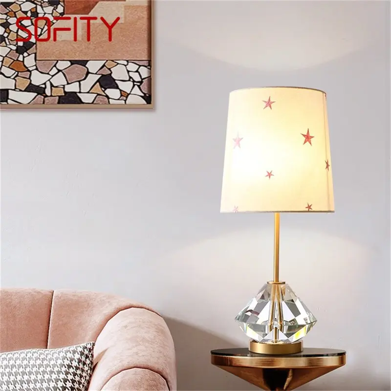 Настольная лампа SOFITY из латуни, современный Креативный Хрустальный Светодиодный настольный светильник, украшение для домашней спальни 0
