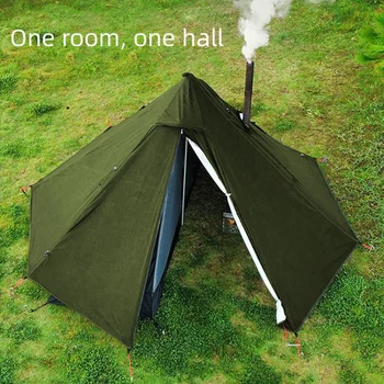 Пирамидальная палатка Fly с дымоходным отверстием Палатка-вигвам Кемпинг Tipi Для взрослых на открытом воздухе Сверхлегкая Водонепроницаемая Индийская горячая палатка для одного человека