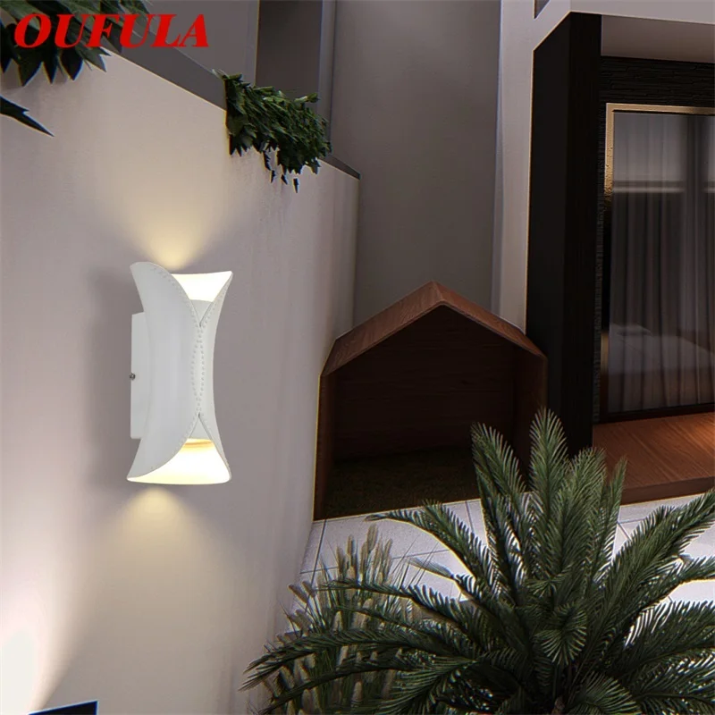 Настенное бра для патио OUFULA Белые Наружные настенные светильники Водонепроницаемый IP65 Креативный Новый дизайн для дома Крыльца Балкона Внутреннего двора Виллы 0