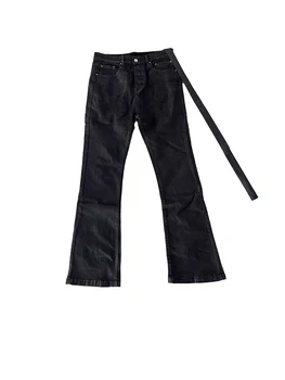 A2248, покрытые темным воском, чистые черные джинсы с высокой эластичной лентой, широкие брюки-клеш для похудения