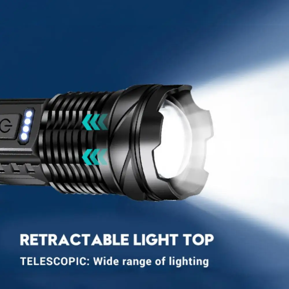 Мощный фонарик со встроенным аккумулятором, водонепроницаемый брелок для ключей, тактические прожекторы, ручная лампа для кемпинга, зум-лампа 4