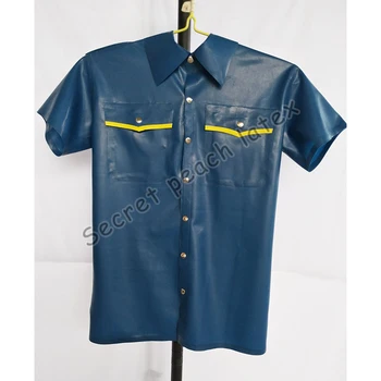 Латексная мужская рубашка поло, латексный повседневный топ с короткими рукавами, резина 0,4 мм ПО ИНДИВИДУАЛЬНОМУ заказу