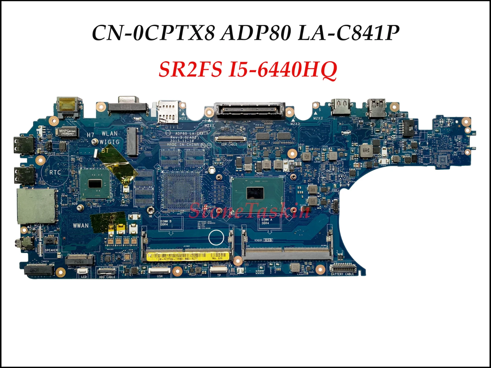 Высококачественная CN-0CPTX8 для ноутбука DELL Latitude E5570 Материнская плата CPTX8 ADP80 LA-C841P с процессором SR2FS I5-6440HQ 100% полностью Протестирована 0