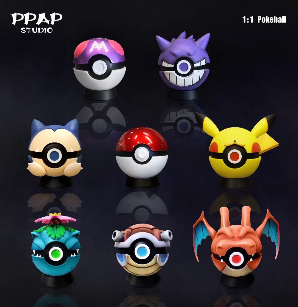 Pokemon Ppap Studio Периферийная Серия 1/1 Pokeball Пикачу Генгар Снорлакс Pokeball Фигурка Украшения Коллекционная Модель Игрушки 0