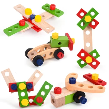 Инструмент для ремонта Emmababy Игрушка для игрового Домика Красочная Деревянная Безопасная Развивающая игрушка с чемоданом Подарок для детей