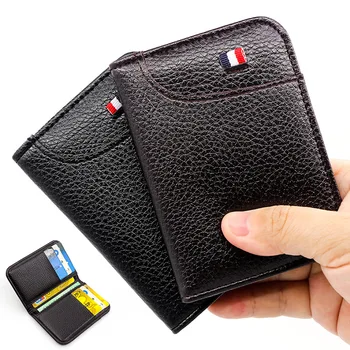 Роскошный мужской держатель для карт, кожаный тонкий мини-мужской кошелек, маленький карманный кошелек, женский держатель банковской кредитной карты для мужчин, кошельки для карт