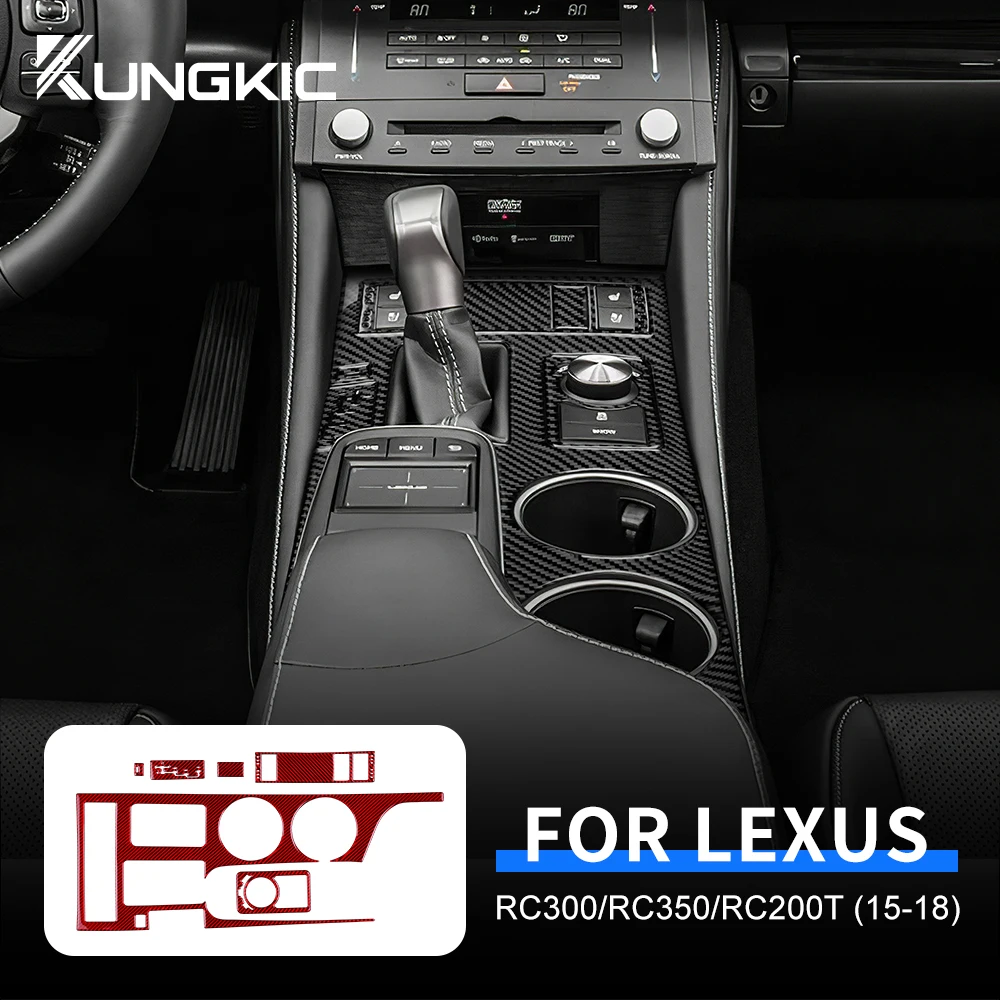 Наклейка из настоящего углеродного волокна для Lexus RC300 RC350 RC200T 2015-2018 Рамка панели центрального управления, аксессуары для внутренней отделки 0