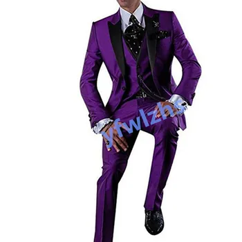 Индивидуальный мужской костюм с отворотом, пиджак, блейзеры, костюм на Хэллоуин, элегантный для роскоши, мужской костюм для свадьбы, комплект из трех предметов, 218