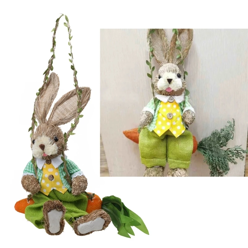 4XBD 13,78 дюйма, Соломенные украшения в виде эльфа и кролика, снимающие стресс, подарок детям на День рождения, садовый декор 1