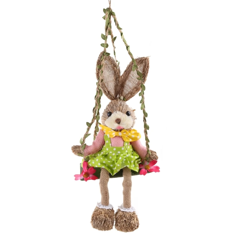 4XBD 13,78 дюйма, Соломенные украшения в виде эльфа и кролика, снимающие стресс, подарок детям на День рождения, садовый декор 3
