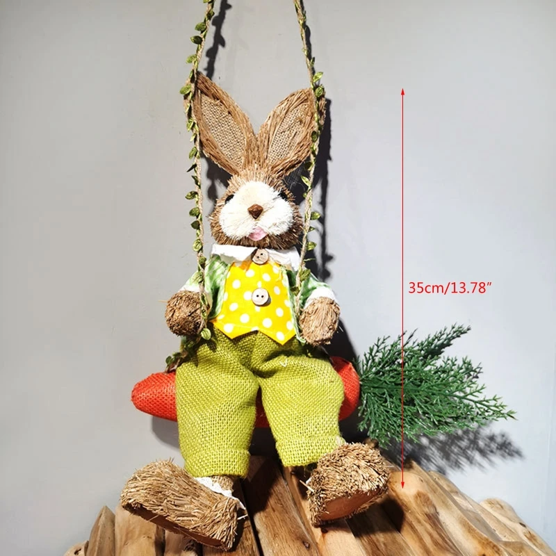 4XBD 13,78 дюйма, Соломенные украшения в виде эльфа и кролика, снимающие стресс, подарок детям на День рождения, садовый декор 5