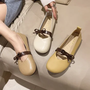 Темпераментная женская обувь на одной подошве, новинка 2023 года, весенние женские сандалии Tuo Baotou с круглым носком и мелкой подошвой