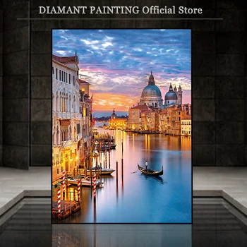 5D DIY Алмазная картина Венеция Вышивка крестом Полная квадратная дрель Алмазная вышивка Пейзаж Мозаика Рукоделие Подарок для домашнего декора